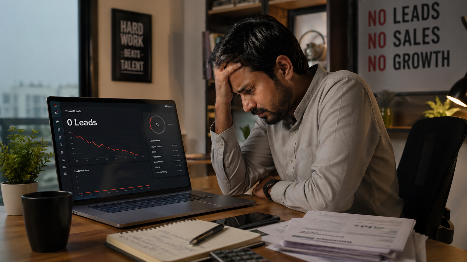 why business is not getting leads online dashboard analysis